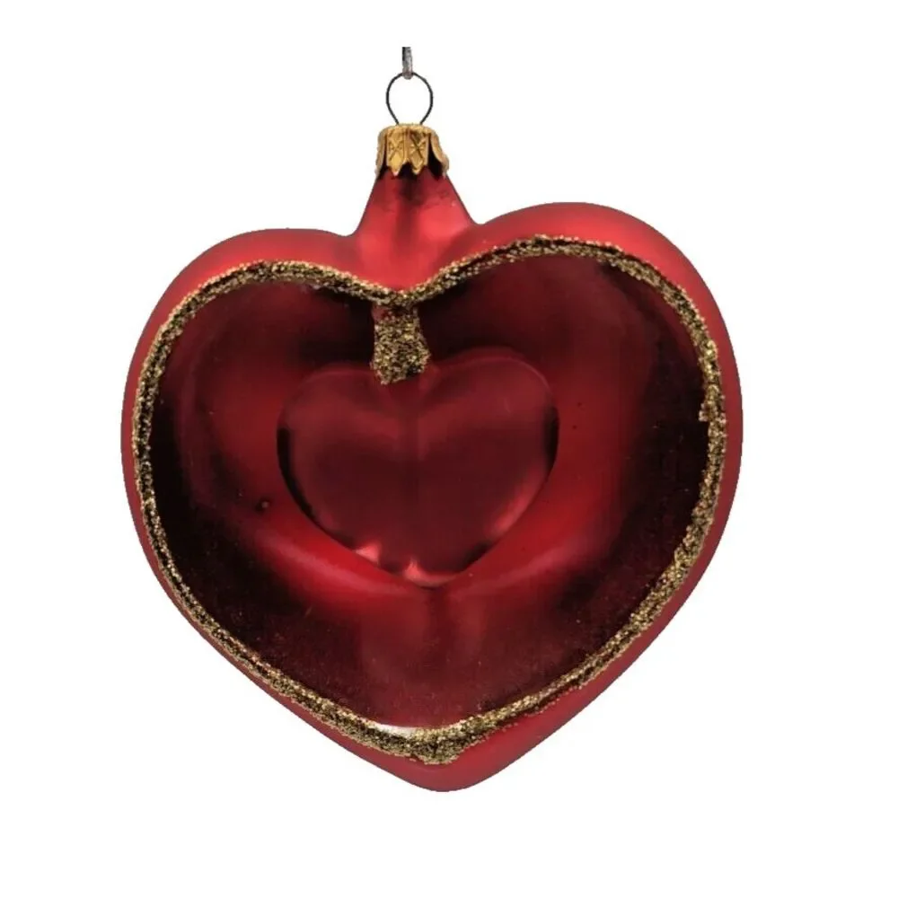 Kurt Adler Double‎ Heart Glass Ornament